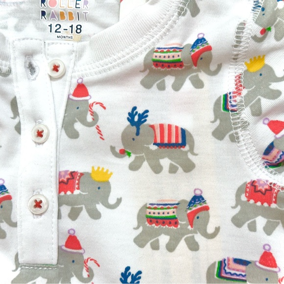 Roller Rabbit, infant, unisex, holiday, Christmas elephant pajamas - Picture 7 of 7